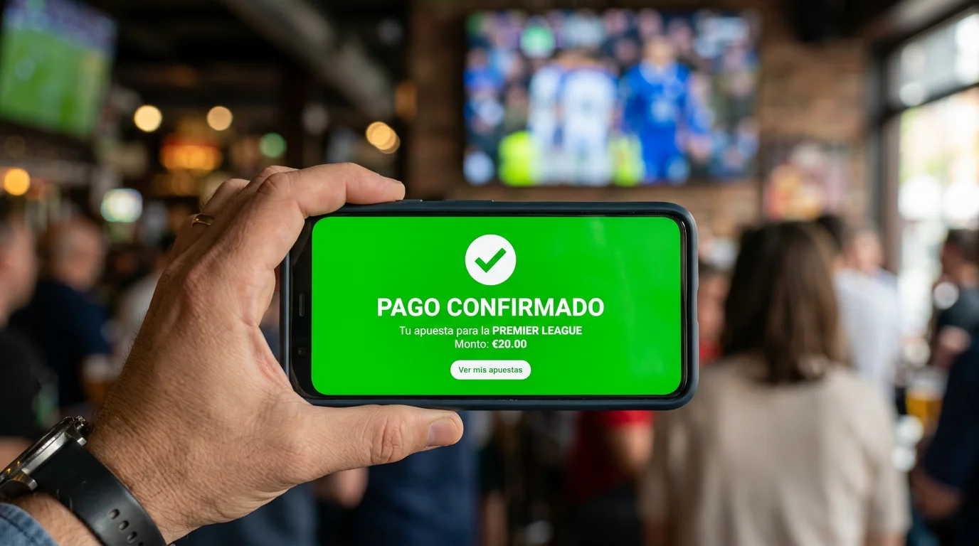 Mano sosteniendo smartphone con pantalla verde de confirmación