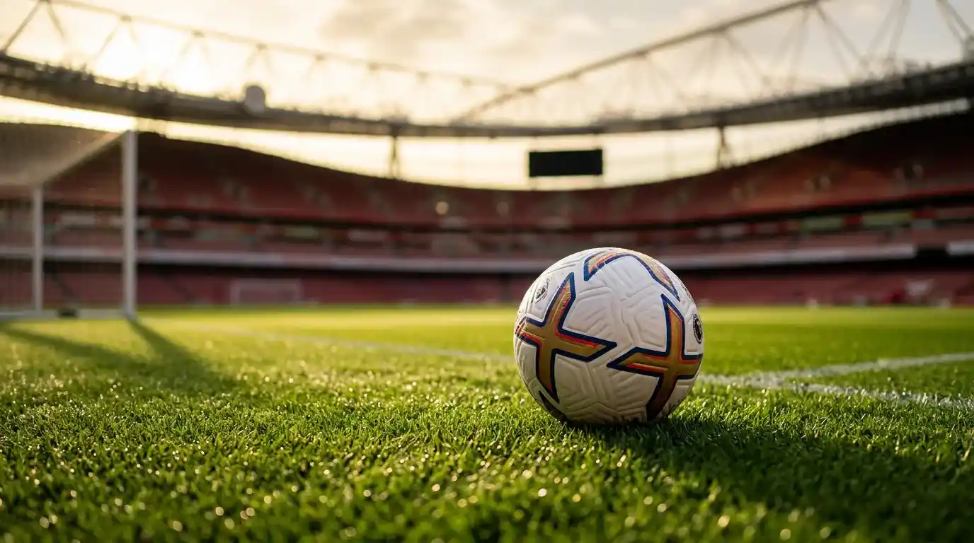 Balon de futbol de la Premier League sobre el cesped de un estadio ingles